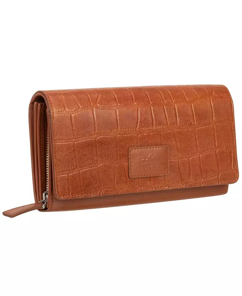 商品Mancini Leather Goods|Women's Croco Collection RFID Secure Clutch Wallet,价格¥783,第2张图片详细描述