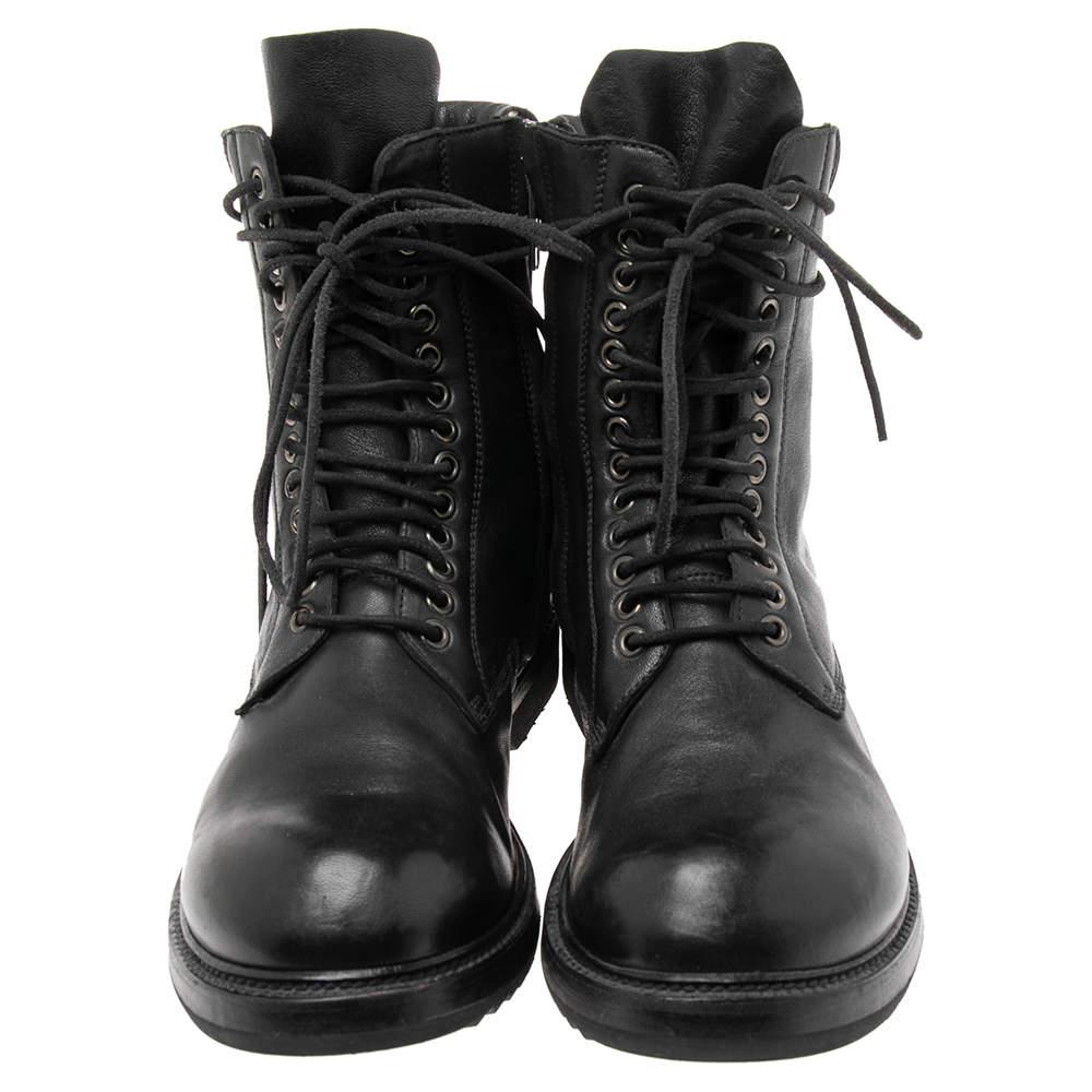 二手商品] Rick Owens]Rick Owens男靴|Black Leather Lace-Up Ankle