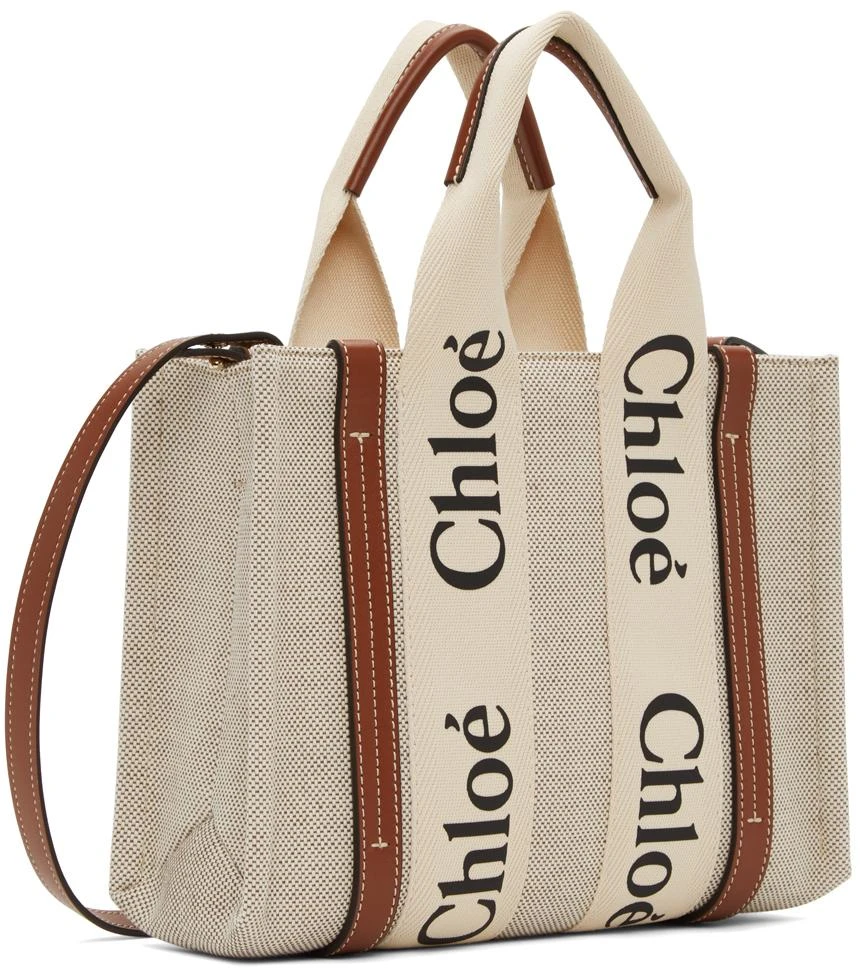 商品Chloé|Off-White & Brown Small Woody Tote,价格¥7673,第3张图片详细描述