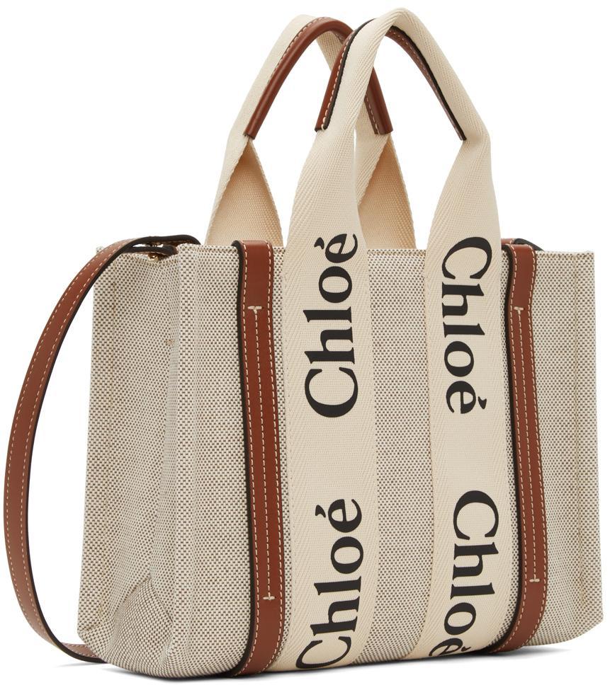 商品Chloé|Off-White & Brown Small Woody Tote,价格¥7034,第5张图片详细描述