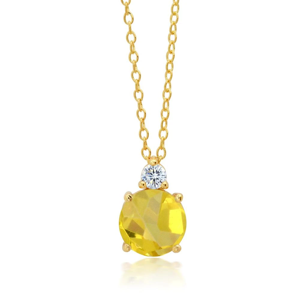 商品Nicole Miller|18k Yellow Gold Overlay over Sterling Silver Round Gemstone Pendant Necklace with CZ Accents on 18 Inch Adjustable Chain,价格¥412,第2张图片详细描述