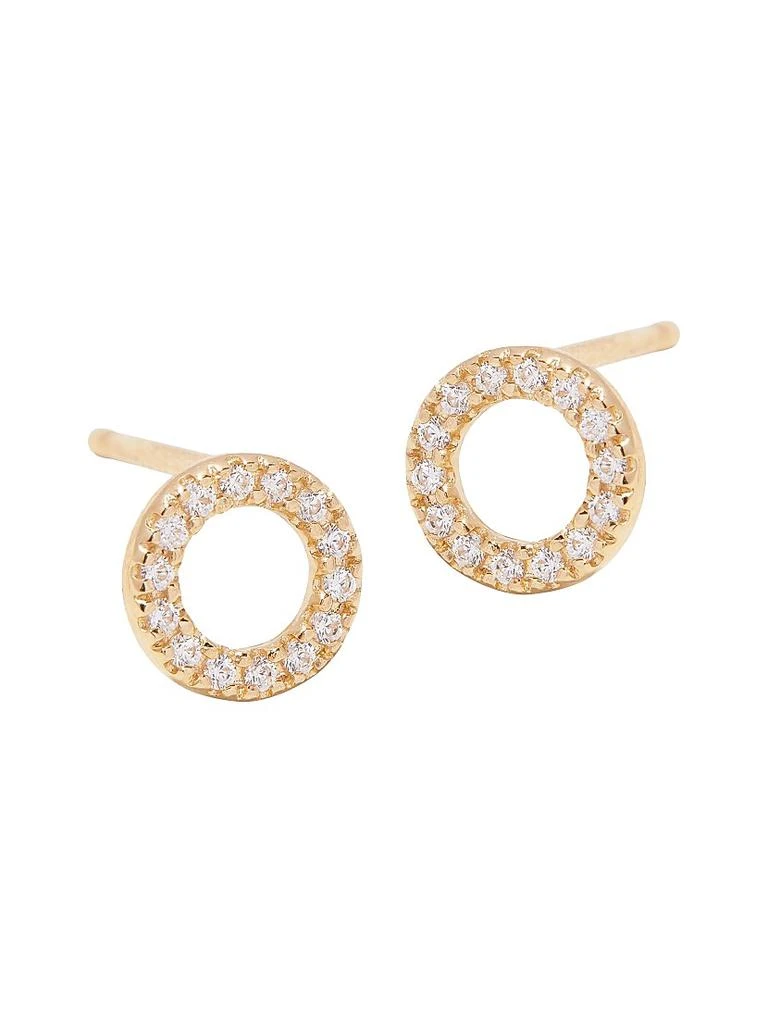 商品brook & york|Lydia 14K Yellow Gold & 0.10 TCW Diamond Circle Stud Earrings,价格¥1924,第3张图片详细描述