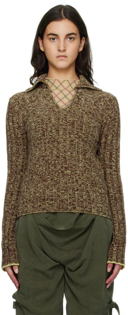 商品Acne Studios|Brown & Yellow V-Neck Polo Sweater,价格¥1397,第1张图片