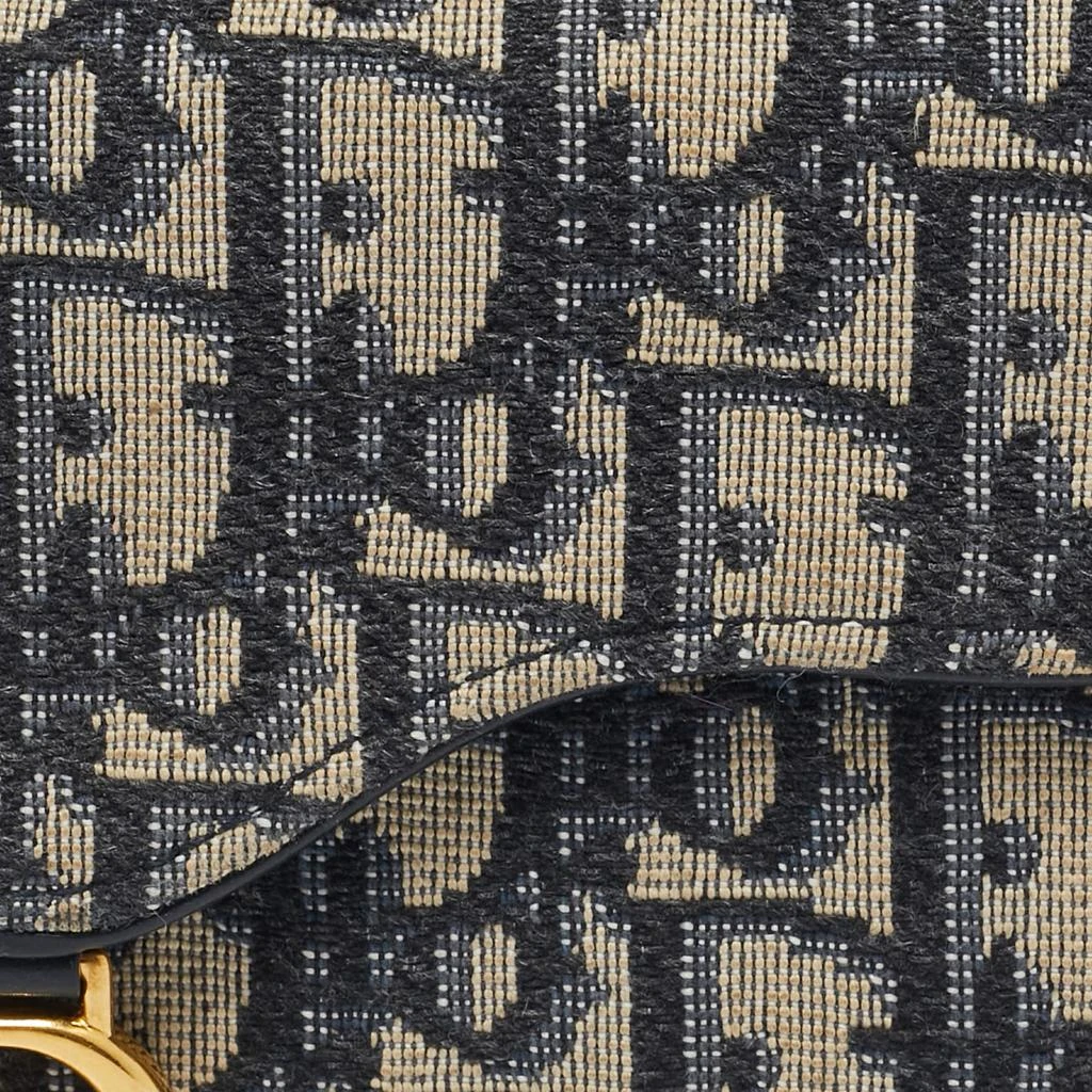 商品[二手商品] Dior|Dior Blue/Beige Oblique Canvas Saddle Lotus Wallet,价格¥3318,第5张图片详细描述