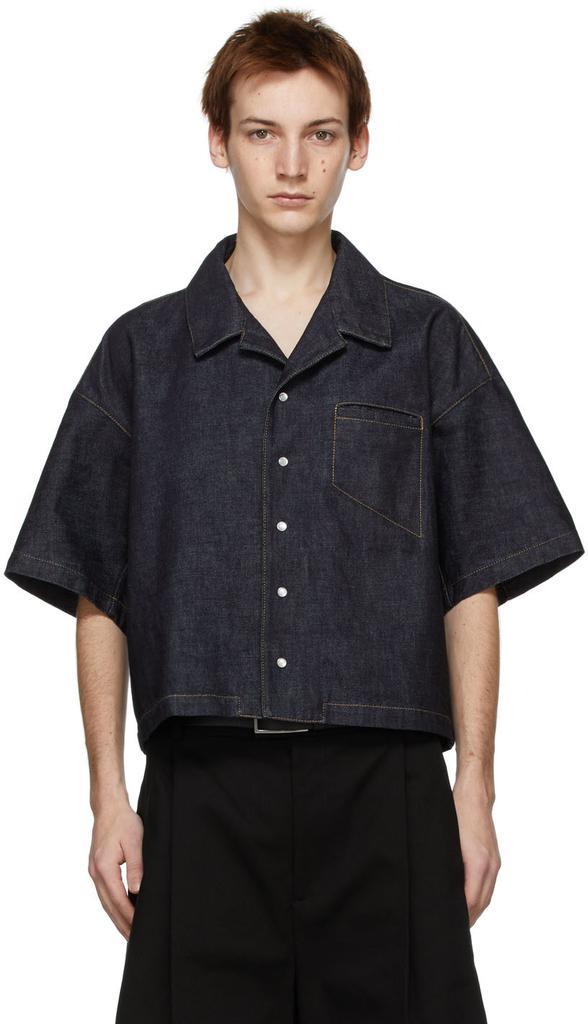商品Bottega Veneta|靛蓝色丹宁短袖衬衫,价格¥9797,第1张图片