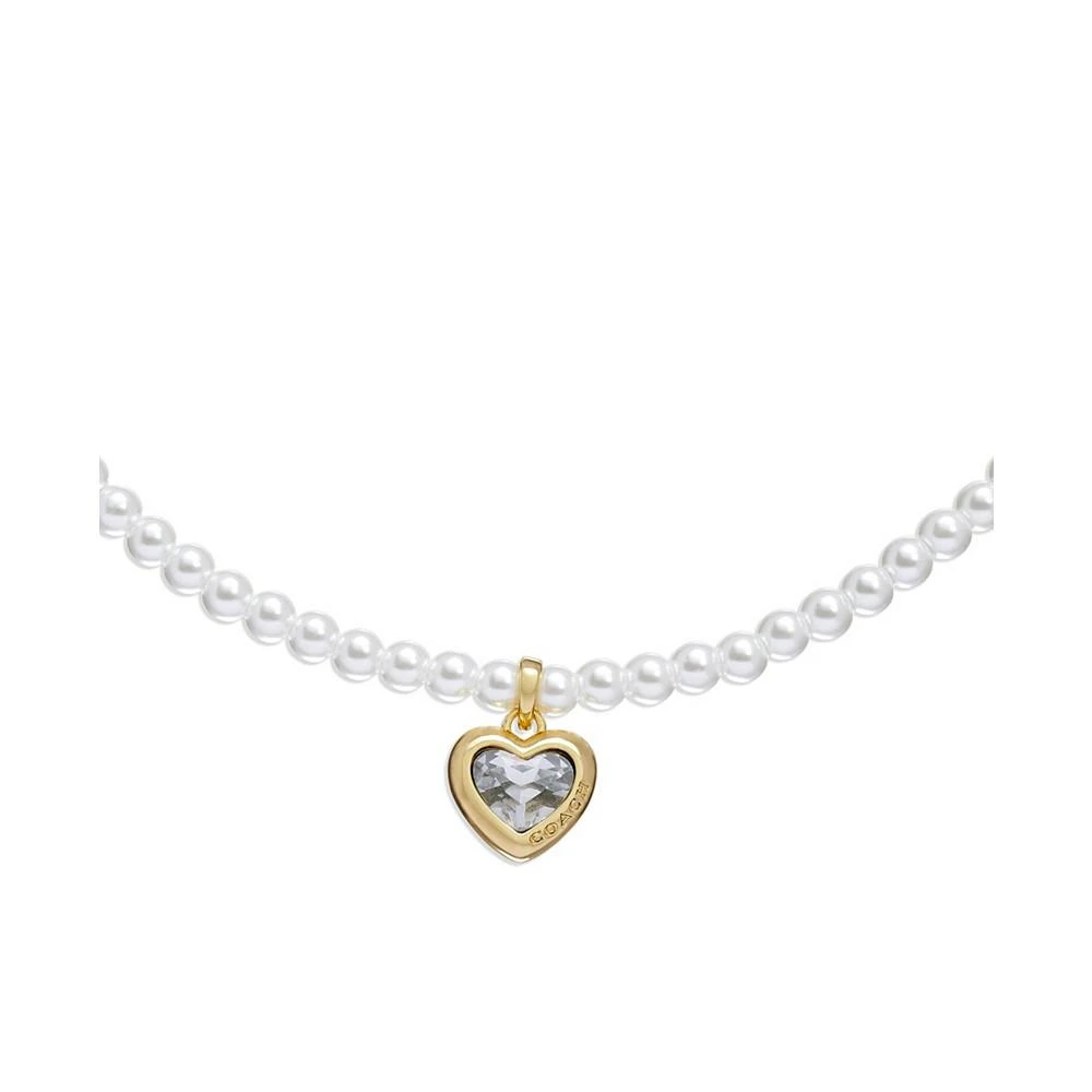 商品Coach|Faux Stone Heart Pendant Imitation Pearl Choker,价格¥498,第2张图片详细描述