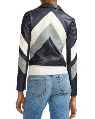 商品Maje|Barame Chevron Leather Jacket,价格¥2503,第2张图片详细描述