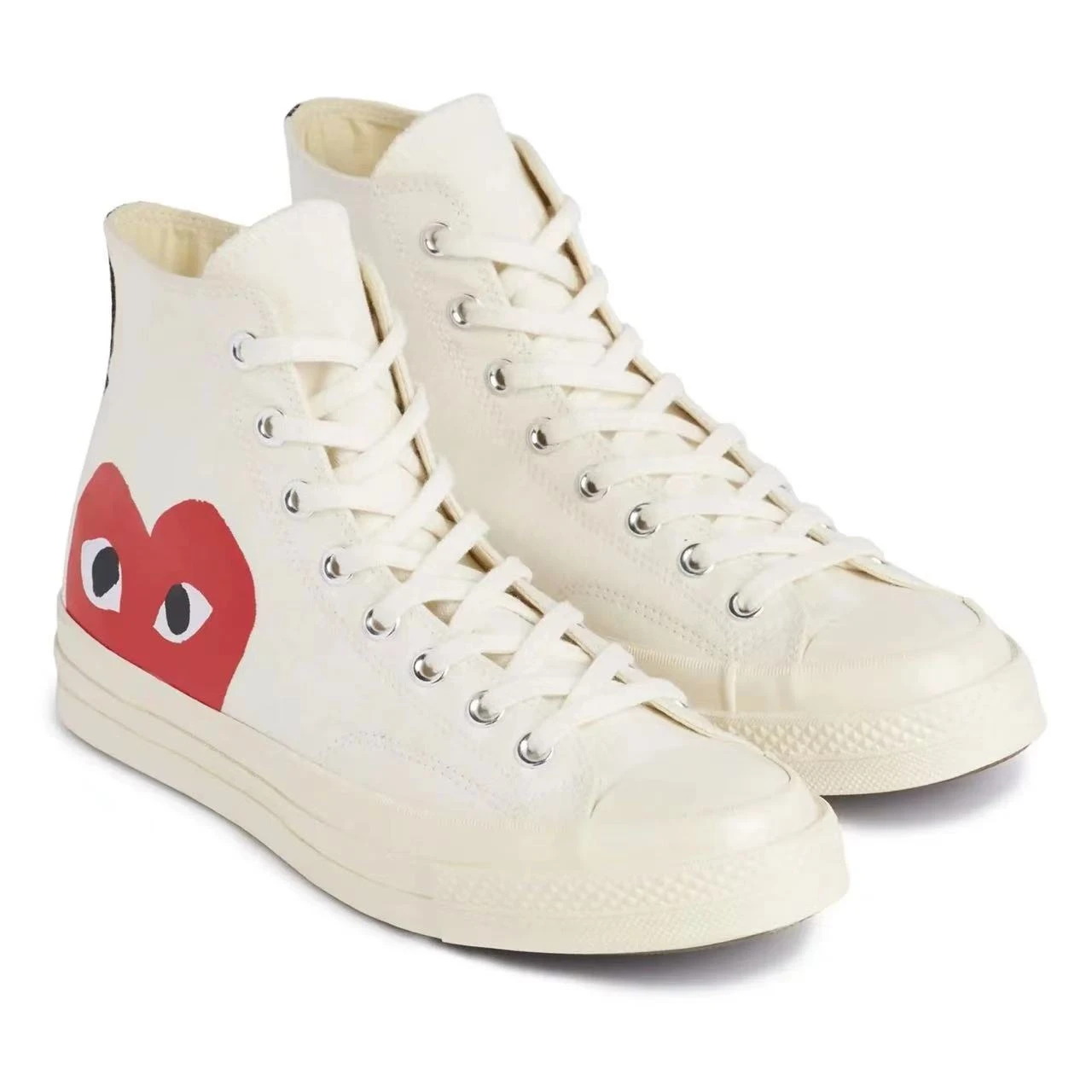 商品Comme des Garcons|CDG x Converse 197Os chuck tavlor all star hi 川 久保玲爱心联名款 乘风破浪的姐姐 防滑耐磨 高帮 帆布鞋 男女同款 白色AZK112-2,价格¥1355,第1张图片