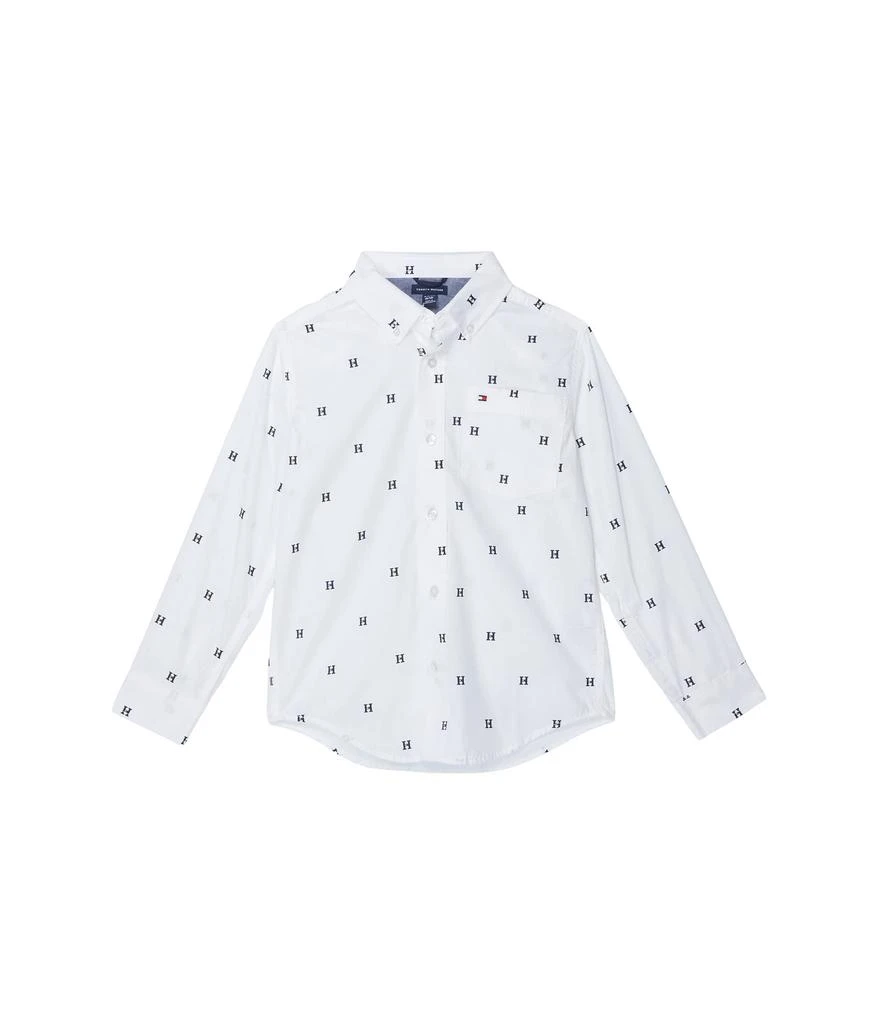 商品Tommy Hilfiger|H Logo All Over Print Long Sleeve Button-Down Shirt (Big Kids),价格¥318,第1张图片