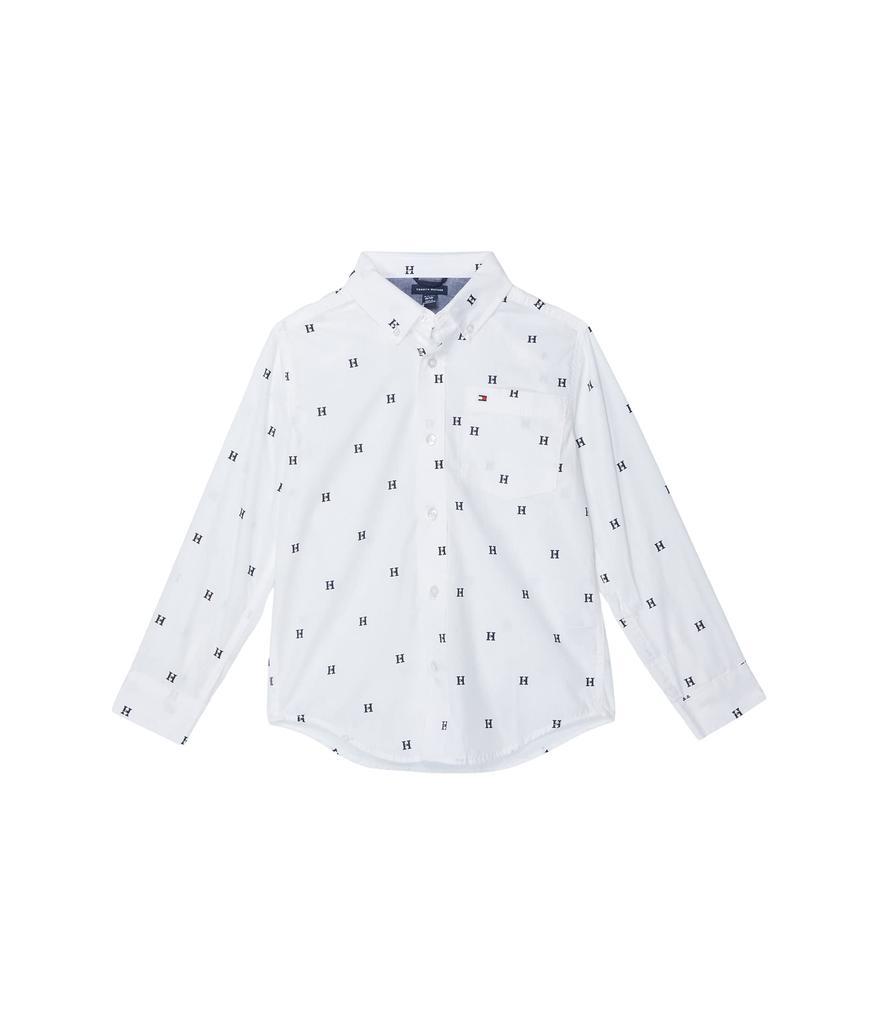 商品Tommy Hilfiger|H Logo All Over Print Long Sleeve Button-Down Shirt (Big Kids),价格¥235,第1张图片