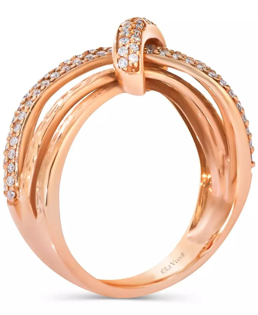 商品Le Vian|Vanilla Diamond Textured Knot Crossover Ring (3/8 ct. t.w.) in 14k Rose Gold,价格¥8097,第4张图片详细描述