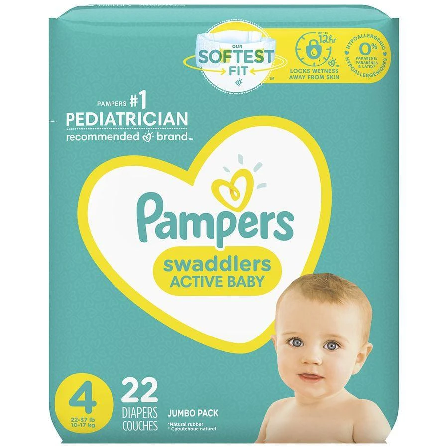 商品Pampers|Diapers, Ultra Absorbent and Soft Disposable 4 (22 ct),价格¥112,第1张图片