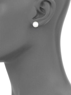 9MM White Semi-Round Freshwater Pearl & 14K Yellow Gold Stud Earrings商品第2张图片规格展示