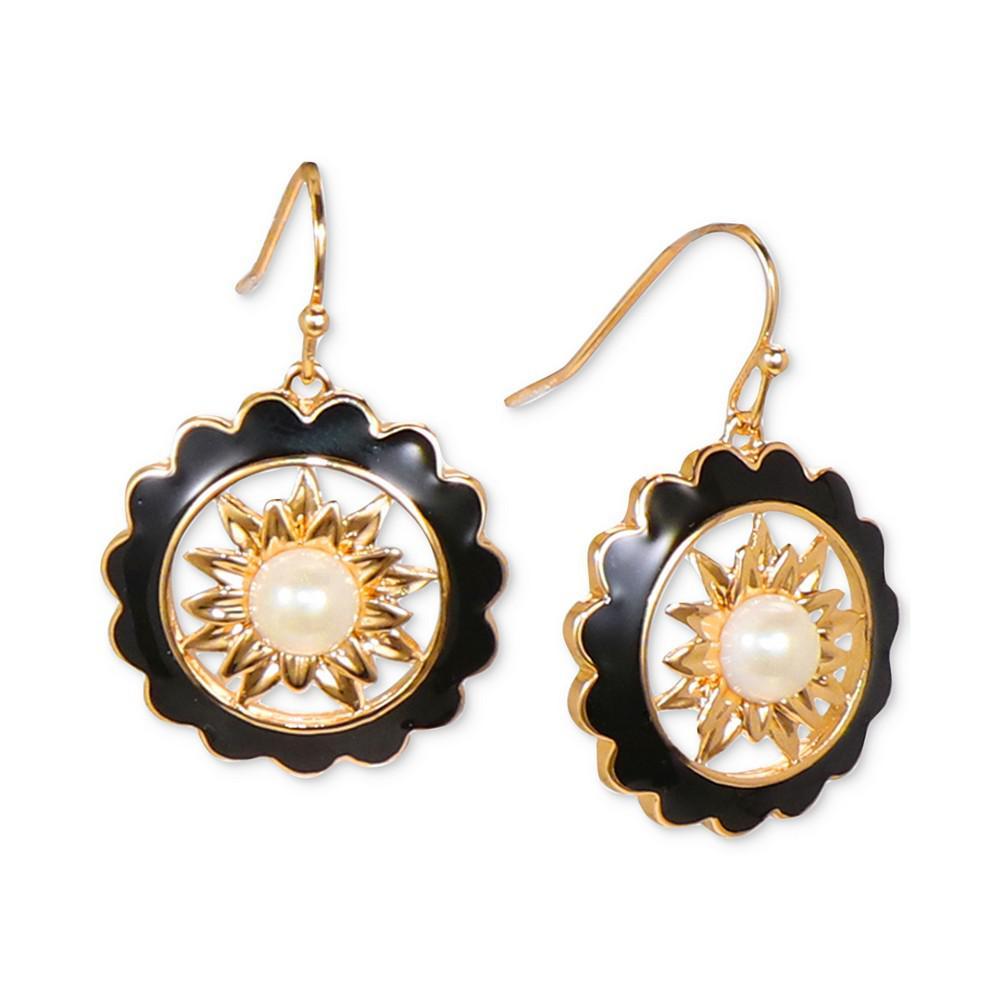 商品Charter Club|Gold-Tone Imitation Pearl Flower Drop Earrings, Created for Macy's,价格¥176,第1张图片