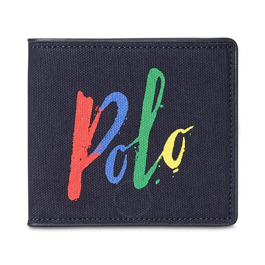 商品Ralph Lauren|Polo Ralph Lauren Navy/410 Men's Rainbow Logo Canvas Wallet,价格¥373,第1张图片