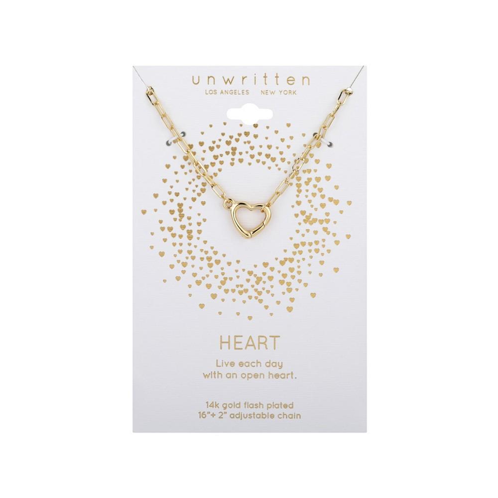 Gold Flash Plated Heart Link Necklace, 16+2" Extender商品第2张图片规格展示