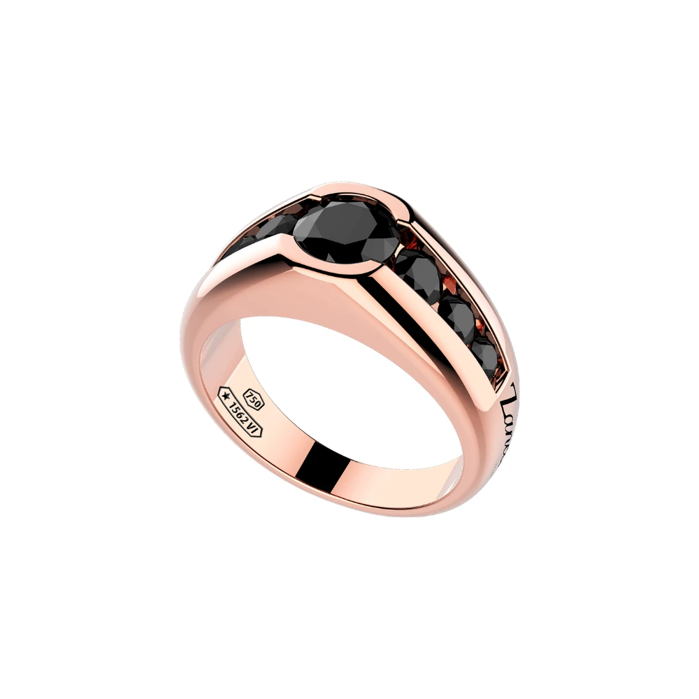 商品Zancan|18k rose gold ring with black diamonds.,价格¥46632,第1张图片