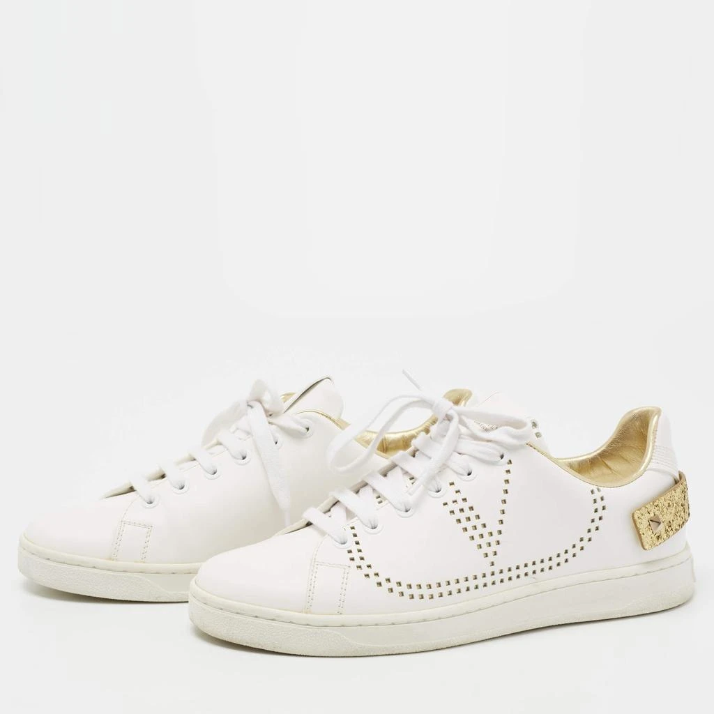 商品[二手商品] Valentino|Valentino White Leather Backnet  Lace Up Sneakers Size 37,价格¥3650,第2张图片详细描述
