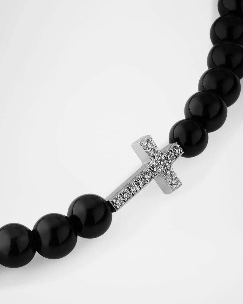 商品Sydney Evan|Men's 14K Gold Diamond Cross Black Onyx Beaded Bracelet,价格¥3744,第3张图片详细描述