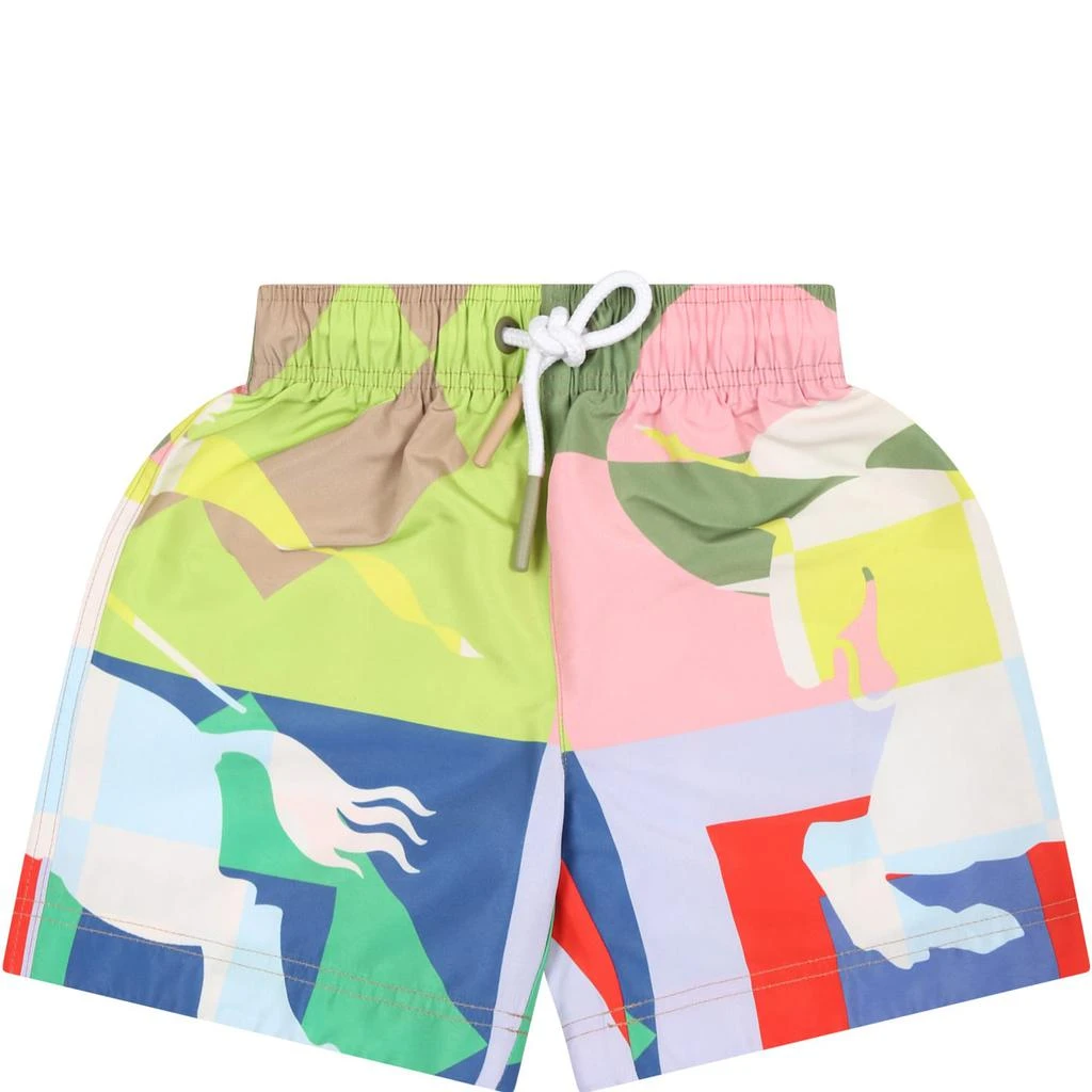 商品Burberry|Multicolor Swim Shorts For Baby Boy With Equestrian Knight,价格¥1011,第1张图片