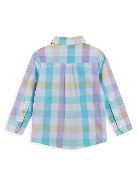 Little Boy's Plaid Button-Up Shirt商品第3张图片规格展示