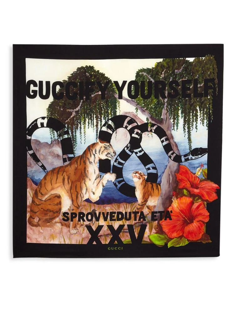 商品Gucci|Guccify Yourself Printed Silk Scarf,价格¥3712,第2张图片详细描述