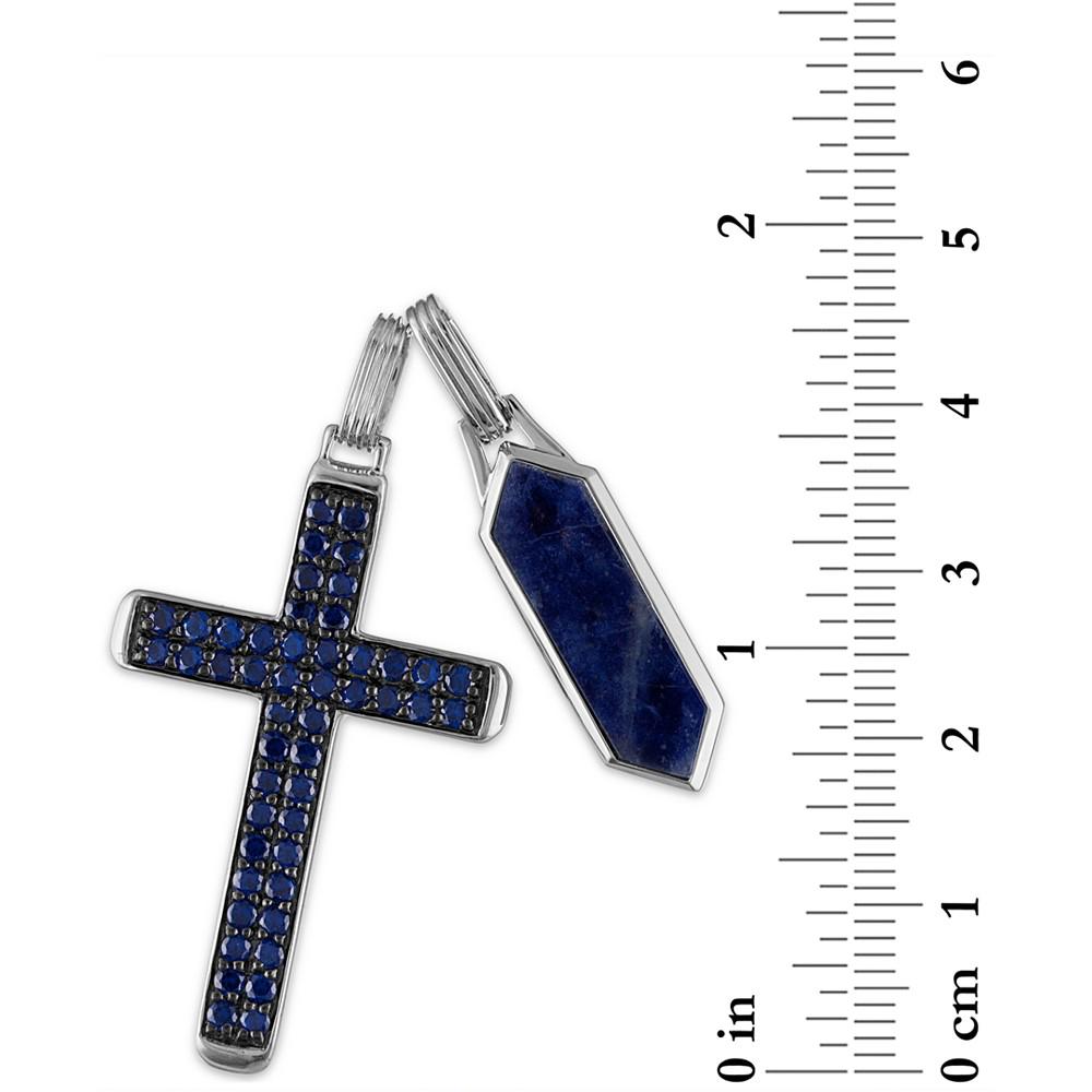 2-Pc. Set Lapis Lazuli & Cubic Zirconia Dog Tag & Cross Pendants in Sterling Silver, Created for Macy's商品第4张图片规格展示