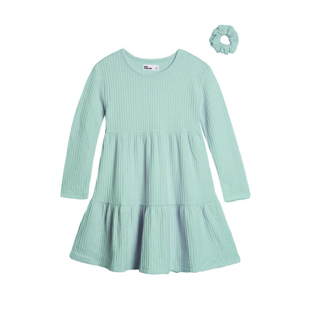 Little Girls Waffle Tiered Dress with Scrunchie商品第1张图片规格展示