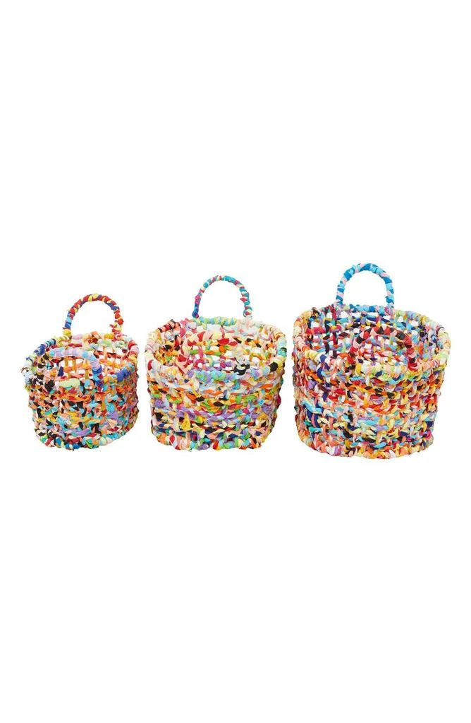 商品GINGER BIRCH STUDIO|Multi Colored Cotton Bohemian Storage Basket with Handles - Set of 3,价格¥618,第2张图片详细描述