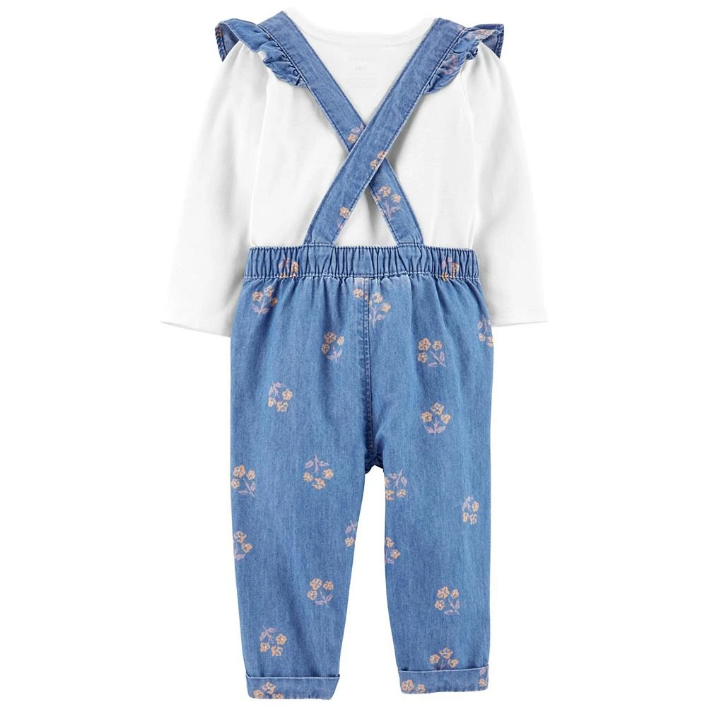 商品Carter's|Baby Girls Long Sleeve T-shirt and Floral Overall Set, 2 Piece,价格¥149,第3张图片详细描述