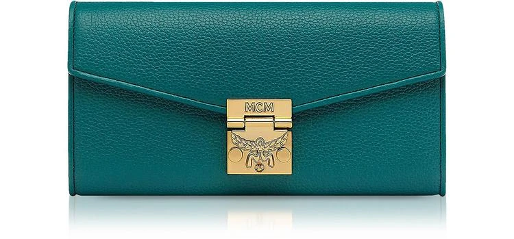 商品MCM|MCM Hopper Green Grained Leather Large Patricia Crossbody Wallet,价格¥3979,第1张图片