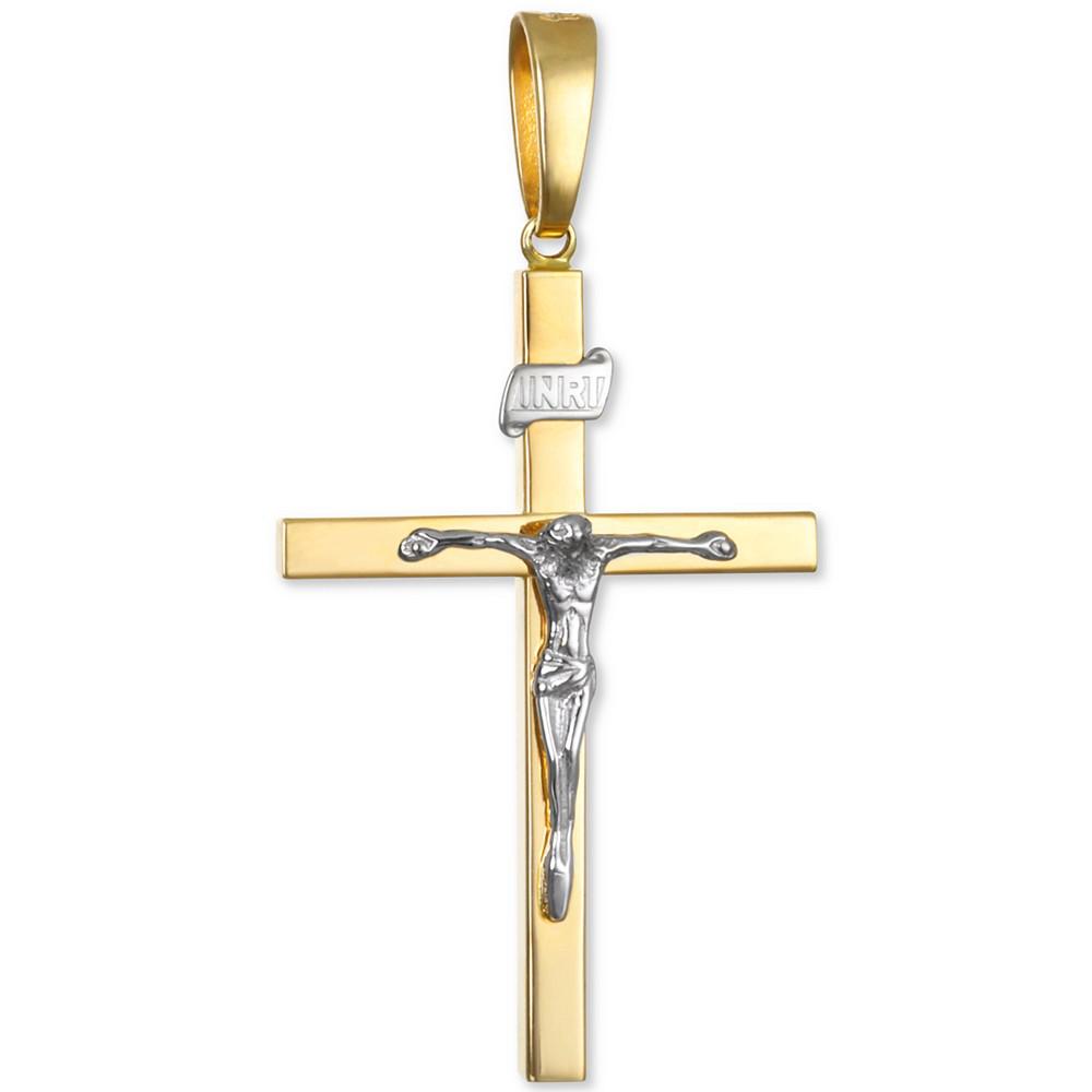 Two-Tone Crucifix Pendant in 14k Gold & White Gold商品第1张图片规格展示