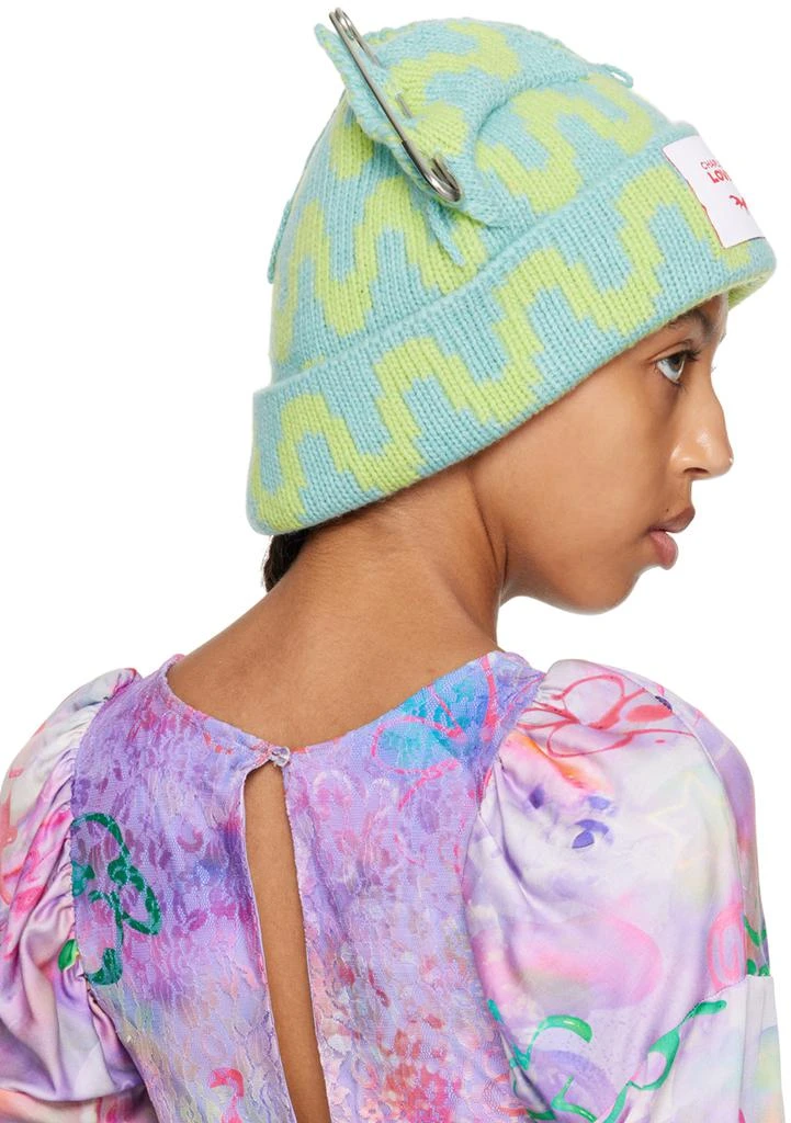 商品Charles Jeffrey Loverboy|SSENSE Exclusive Blue Chunky Punk Ears Beanie,价格¥933,第3张图片详细描述