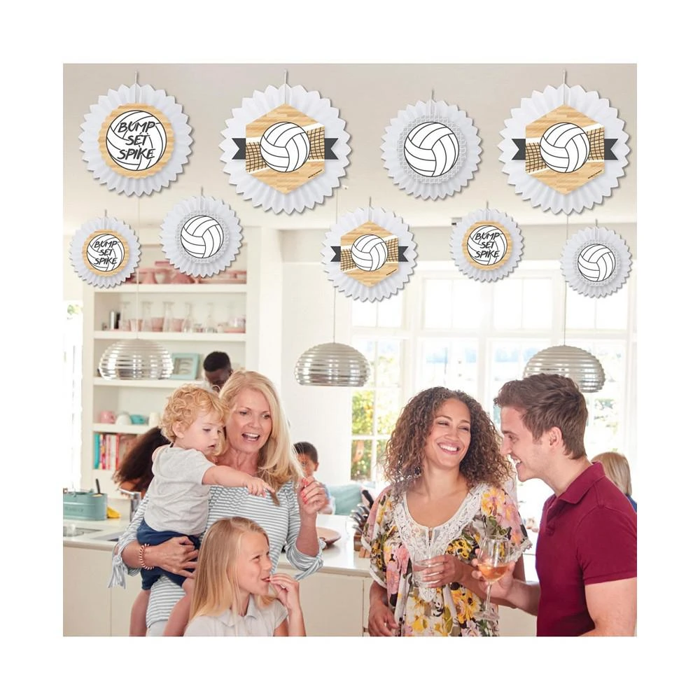 商品Big Dot of Happiness|Bump, Set, Spike - Volleyball - Hanging Party Tissue Decor Kit Paper Fans - 9 Ct,价格¥149,第2张图片详细描述