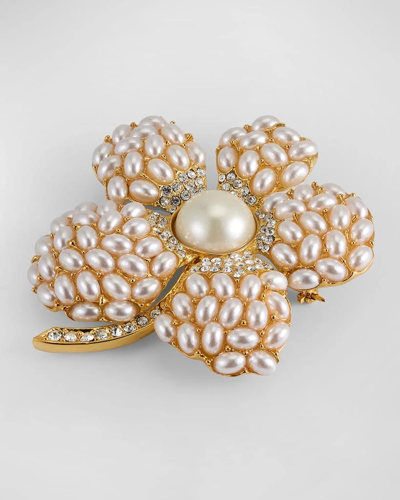 商品Kenneth Jay Lane|Pearl and Crystal Flower Pin,价格¥2315,第3张图片详细描述