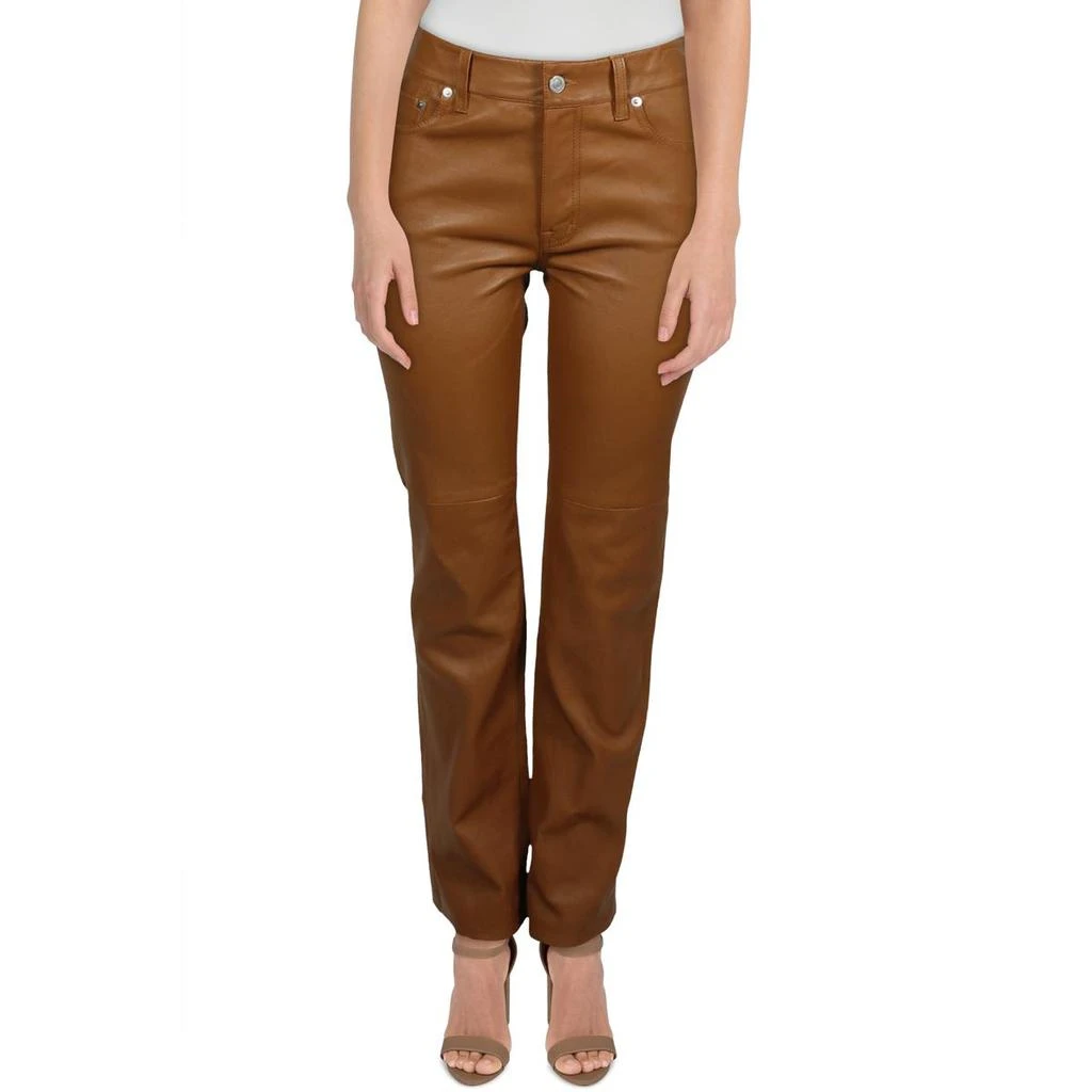 商品Ralph Lauren|Ralph Lauren Black Label Womens Leather Hi-Rise Straight Leg Pants,价格¥955,第1张图片