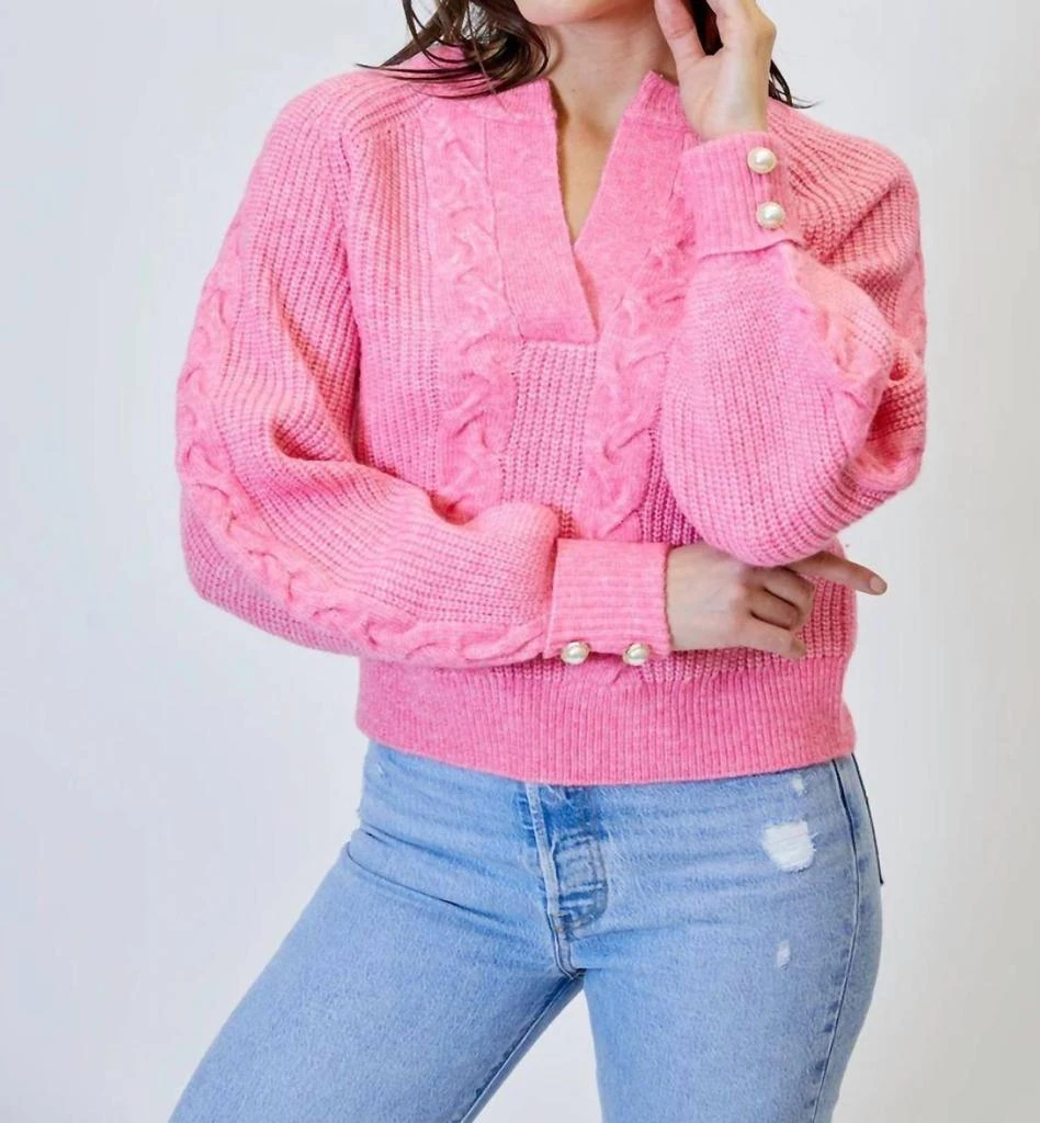 商品Design History|Pearl On Cuff Sweater In Hot Pink,价格¥737,第1张图片