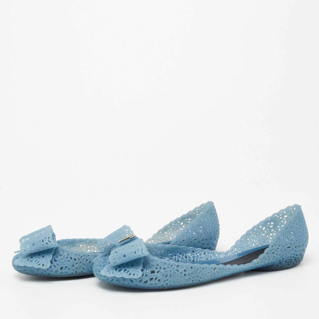 商品[二手商品] Salvatore Ferragamo|Salvatore Ferragamo Blue Nilly Jelly Bow Ballet Flats Size 39.5,价格¥1029,第2张图片详细描述