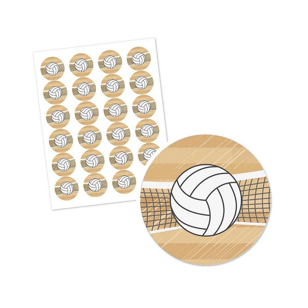 商品Big Dot of Happiness|Bump, Set, Spike Volleyball Baby Shower or Birthday Circle Sticker Labels 24 Ct,价格¥82,第3张图片详细描述