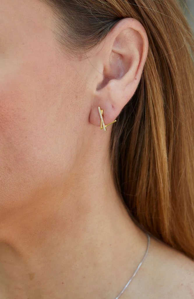 商品Savvy Cie Jewels|18K Over Sterling Linear Stud Earrings,价格¥233,第2张图片详细描述
