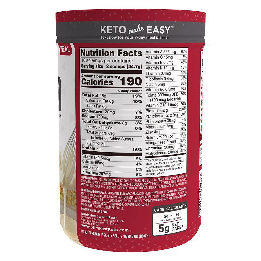 商品SlimFast|SlimFast Keto 低碳水奶昔 香草蛋糕味,价格¥149,第2张图片详细描述