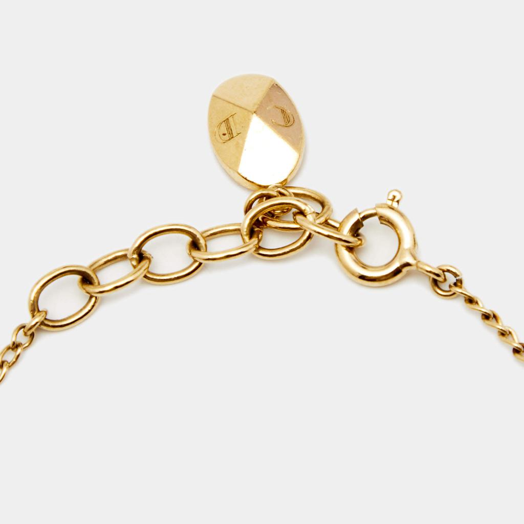 Dior Vintage Gold Tone Crystal Bow Charm Bracelet商品第4张图片规格展示