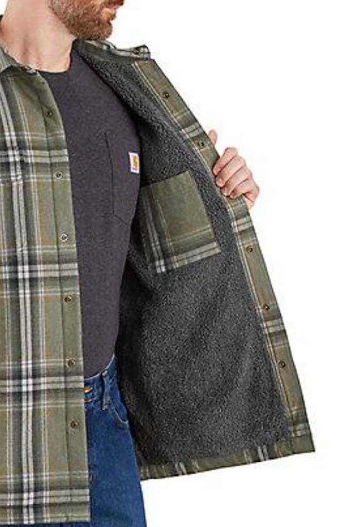 商品Carhartt|(105430) Relaxed Fit Flannel Sherpa Lined Shirt Jacket - Basil,价格¥711-¥792,第4张图片详细描述
