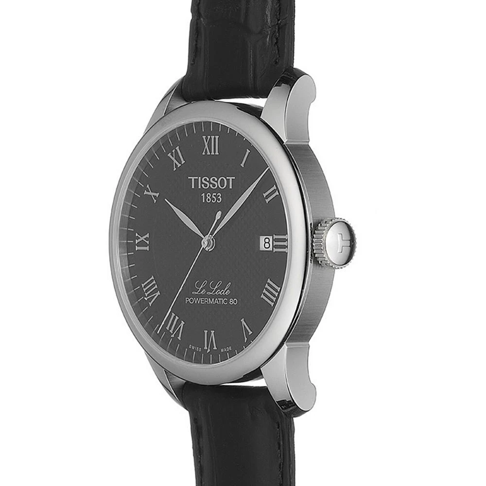商品Tissot|Men's Swiss Automatic T-Classic Le Locle Powermatic 80 Black Leather Strap Watch 39.3mm,价格¥4685,第5张图片详细描述