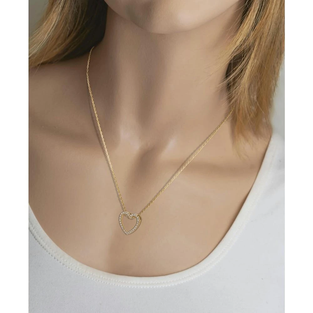 商品Macy's|Diamond Open Heart Pendant Necklace (1 ct. t.w.) in 14k Gold, 16" + 2" extender,价格¥16317,第2张图片详细描述