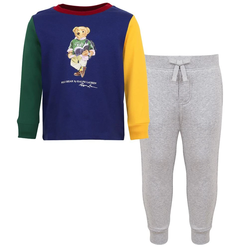 商品Ralph Lauren|Multicoloured Polo Bear Motif Long Sleeve T Shirt & Joggers Set,价格¥369,第1张图片