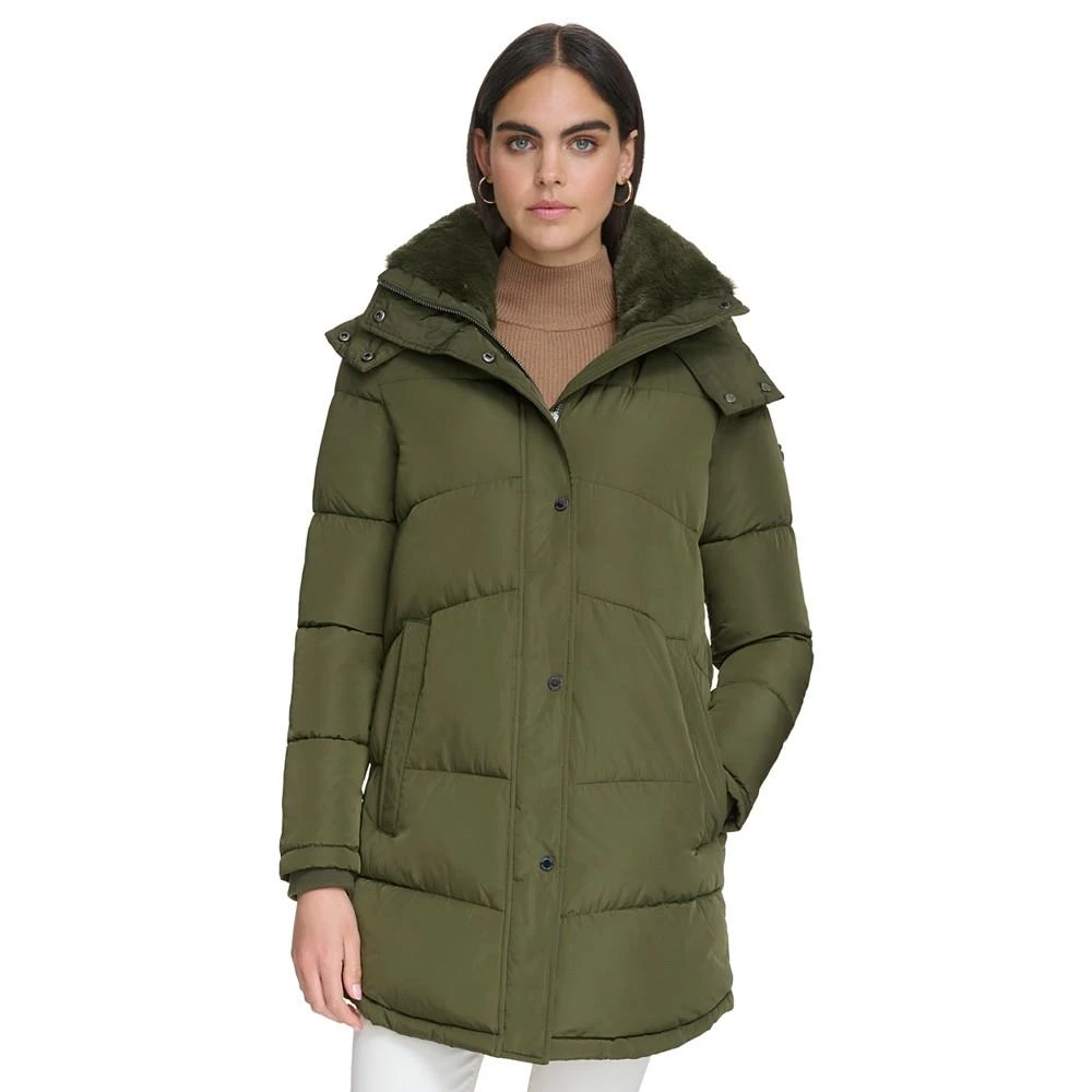 商品Calvin Klein|Women's Faux-Fur-Trim Hooded Puffer Coat, Created for Macy's,价格¥1463,第1张图片