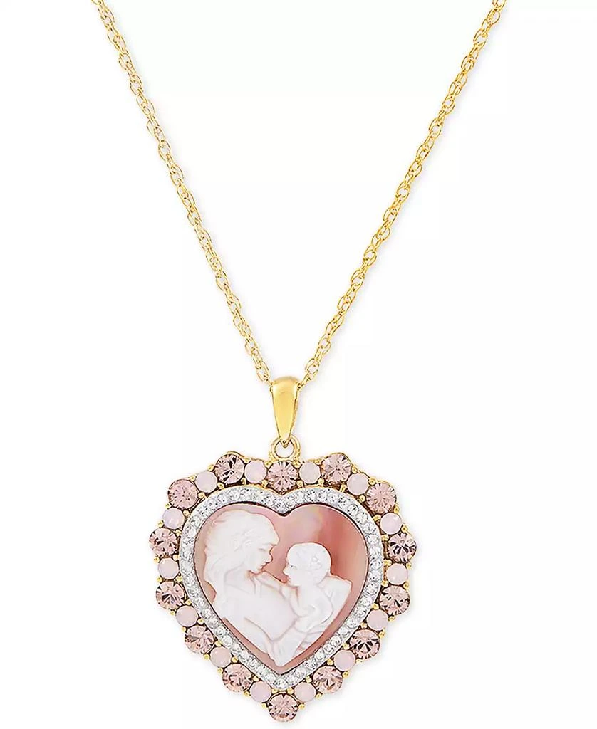 商品Macy's|Mother of Pearl (8mm) Cameo Heart 18" Pendant Necklace in 18k Rose Gold over Sterling Silver,价格¥608,第1张图片