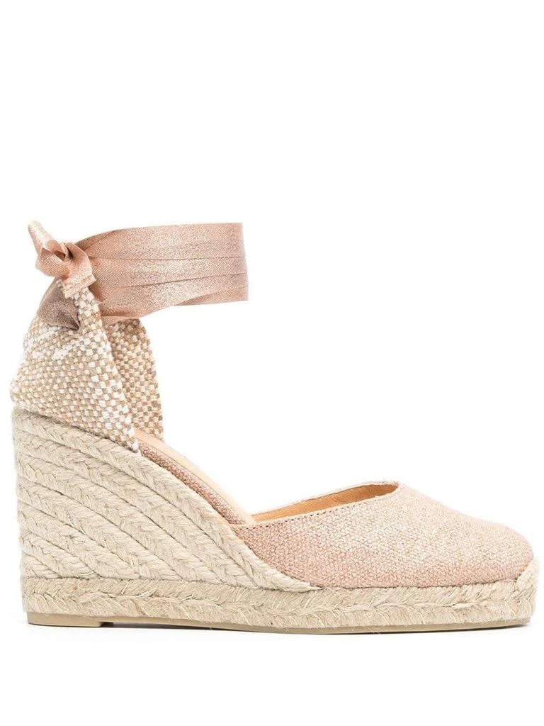 商品CASTAÑER|Carina Wedge Espadrille In Pink Glitter Cotton,价格¥881,第1张图片