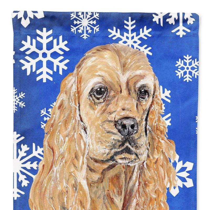 商品Caroline's Treasures|11 x 15 1/2 in. Polyester Buff Cocker Spaniel Winter Snowflakes Garden Flag 2-Sided 2-Ply,价格¥137,第1张图片